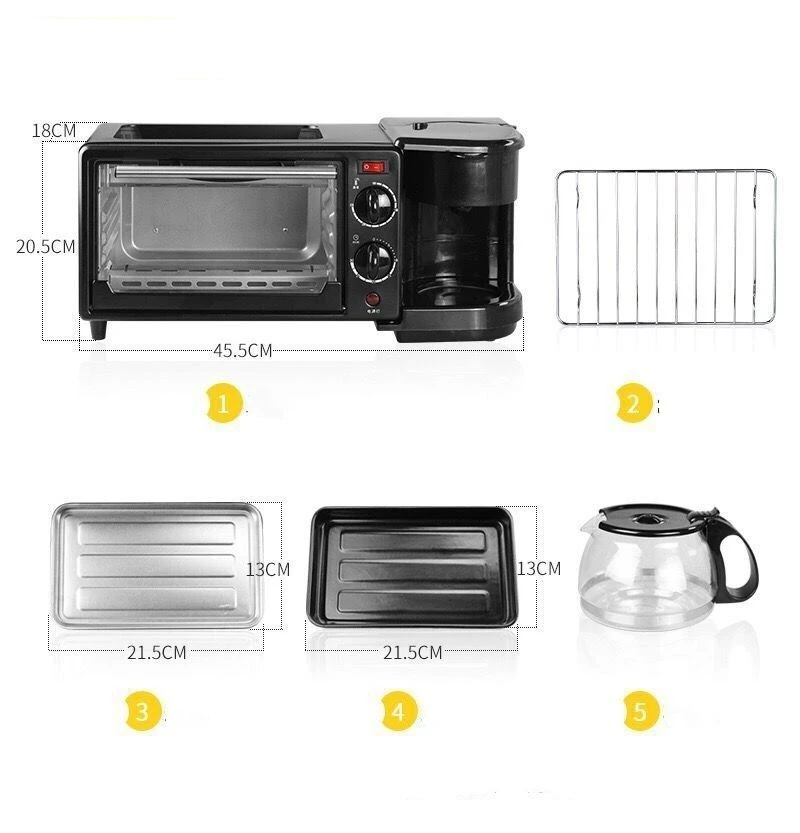 Customizable 3 in 1 breakfast Maker Multi-purpose home toaster triple toaster oven 3 in 1 breakfast machine