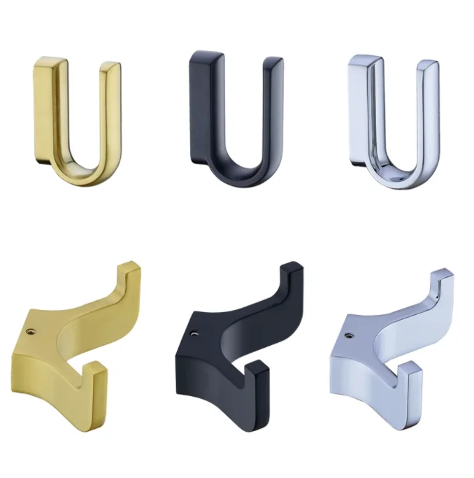 Комплект из 2 предметов, черный хром/матовый/золото для полотенец для ванной комнаты Крючок для кухни спальни аппаратные крючки для одежды вешалка настенная вешалка