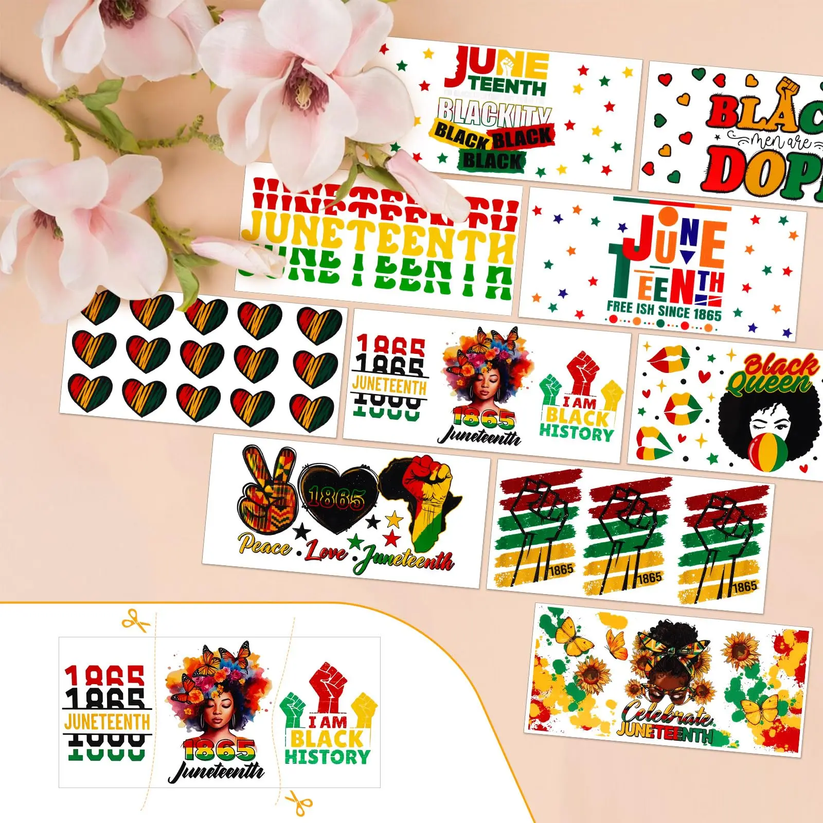 June Cup packaging transfer sticker suitable for glass waterproof black historical sticker suitable for 16 ounces