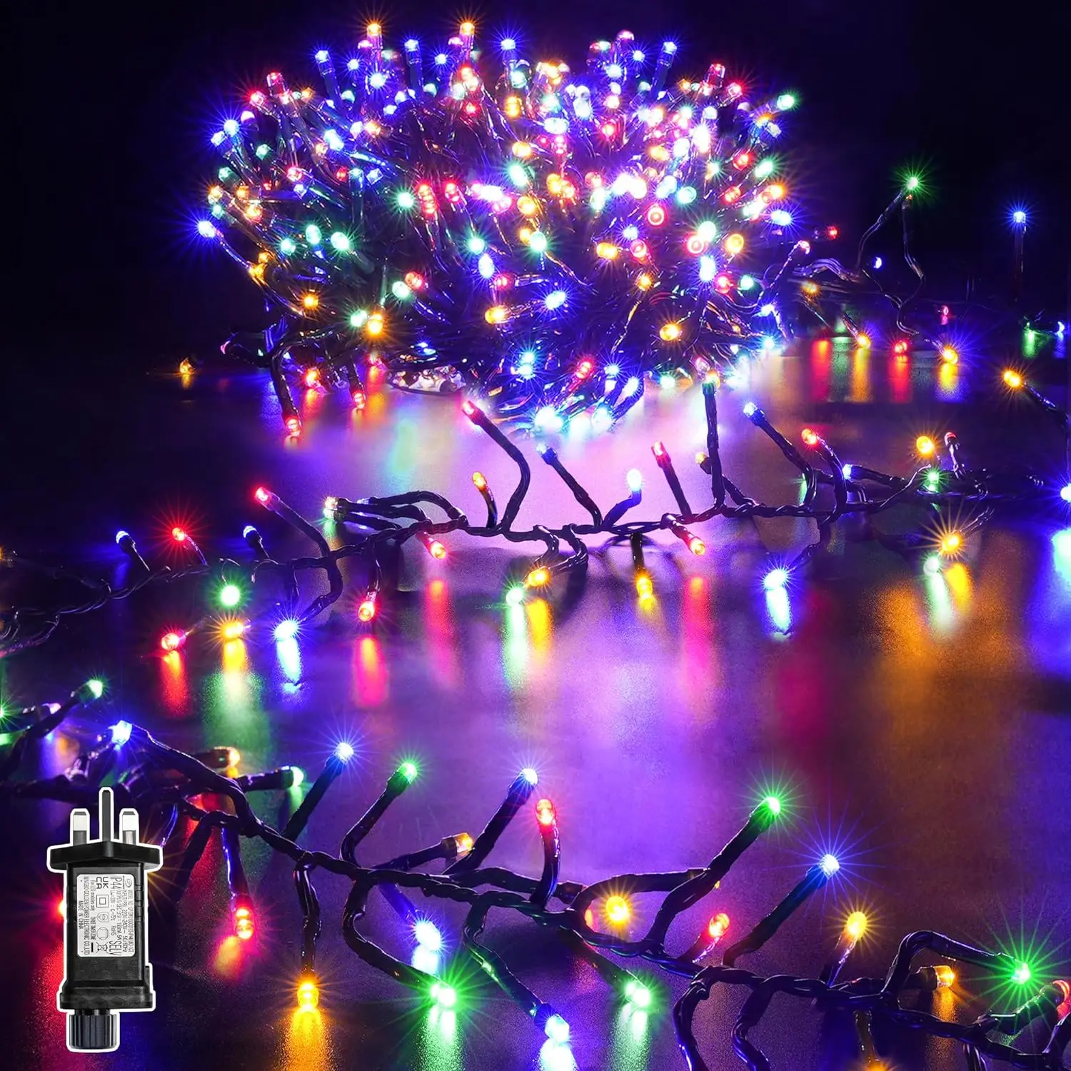 Outdoor holiday tree decoration waterproof 480L colorful led fairy string firecracker cluster lights