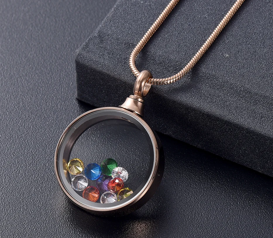 Cremation Jewelry For Ashes Glass Inside Colorful Birthstone Memorial Pendant Necklace Best Keepsake Gift Jewellery For Women