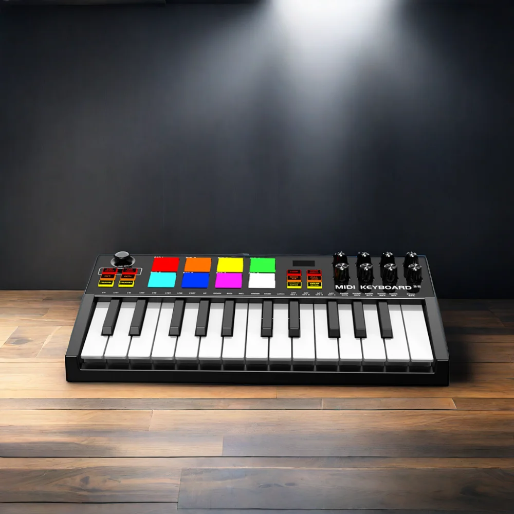 wholesale Professional Band Portable Mini piano 25-Key USB Keyboard and Drum Pad Controller With electronic synthesizer Demo