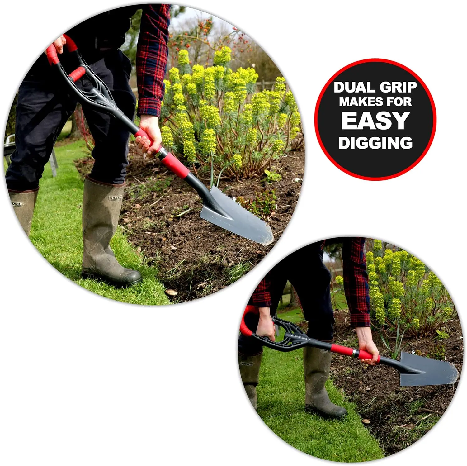 Hot sale long handle fiberglass garden shovel garden hand tools serrated shovel hand shovel