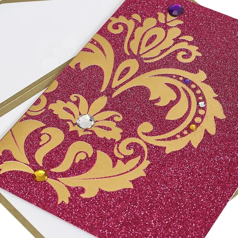 Custom Handmade Shiny Gold Foil Glitter Cards, Thank You Invitation Greeting Cards