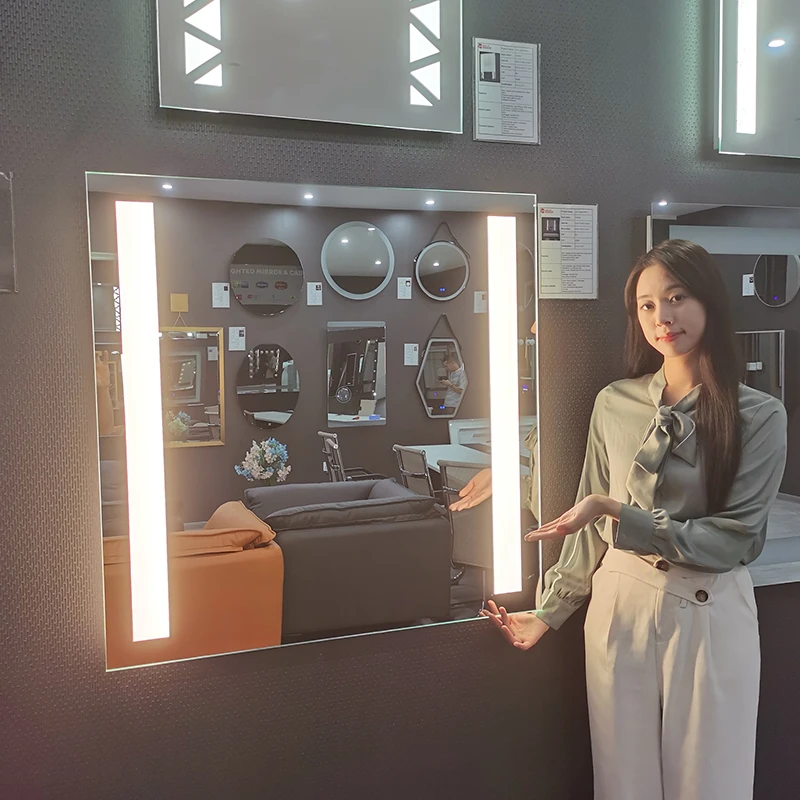 Hotel bath mirrors light mirrors 24*36/36*36 factory full UL CE touch switch anti-fog CCT 3 lights spiege bathroom led mirror
