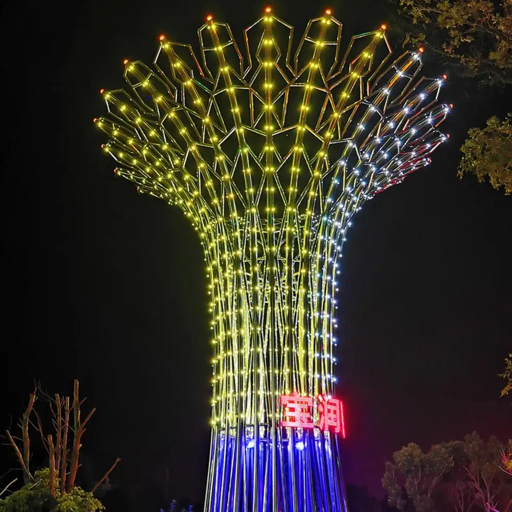 Праздничная светодиодная гирлянда, 3D башня, уличный свет