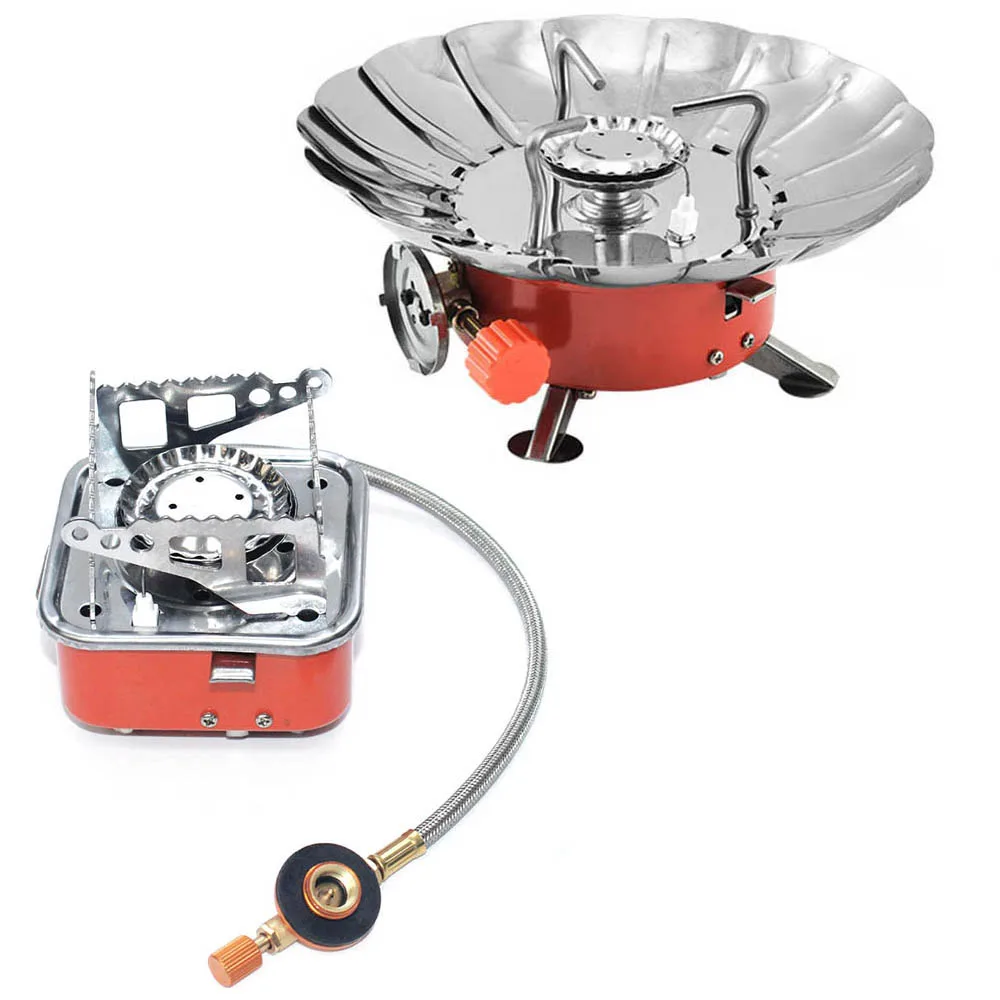 Portable Windproof Collapsible Gas Stove for Camping Picnic Stainless Steel and Iron Outdoor Equipment in Bag Packaging