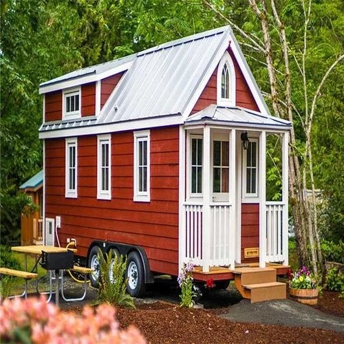 Wood Camper Movable Tiny Mobile Houses On 4 Wheels Aluminum Caravan House Trailer With Bathroom