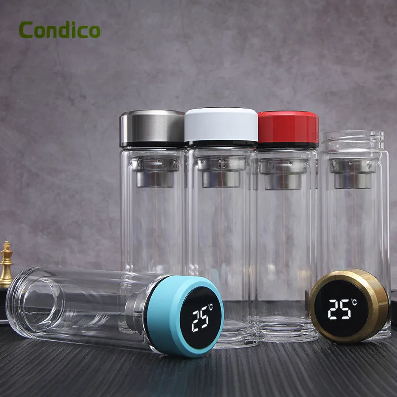 12oz Clear Glass Ice Can  High Boron Glass Coffee Tumblers Beer Cola Juice Cold Drink Handmade Can With Bamboo Lid and Straw