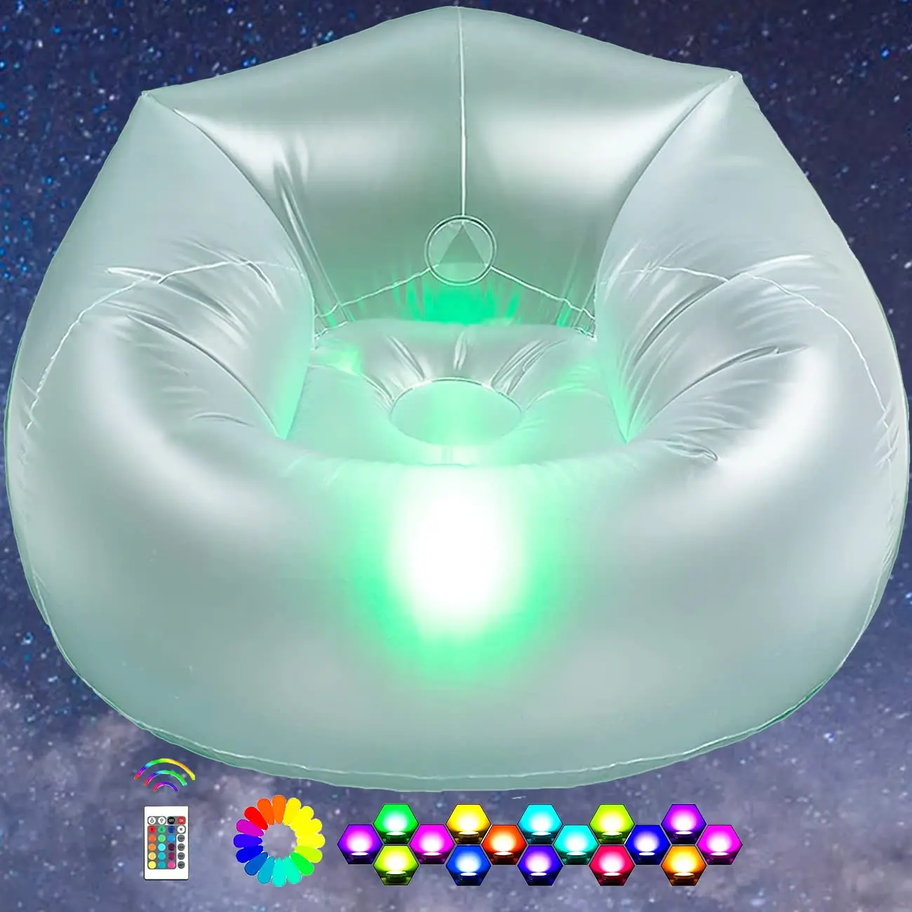Illuminated LED Chair LED Air Camping Chair for Kids Adults Blow Up LED Lights Sofa,Lazy Couch with LED Light Mood Lamp