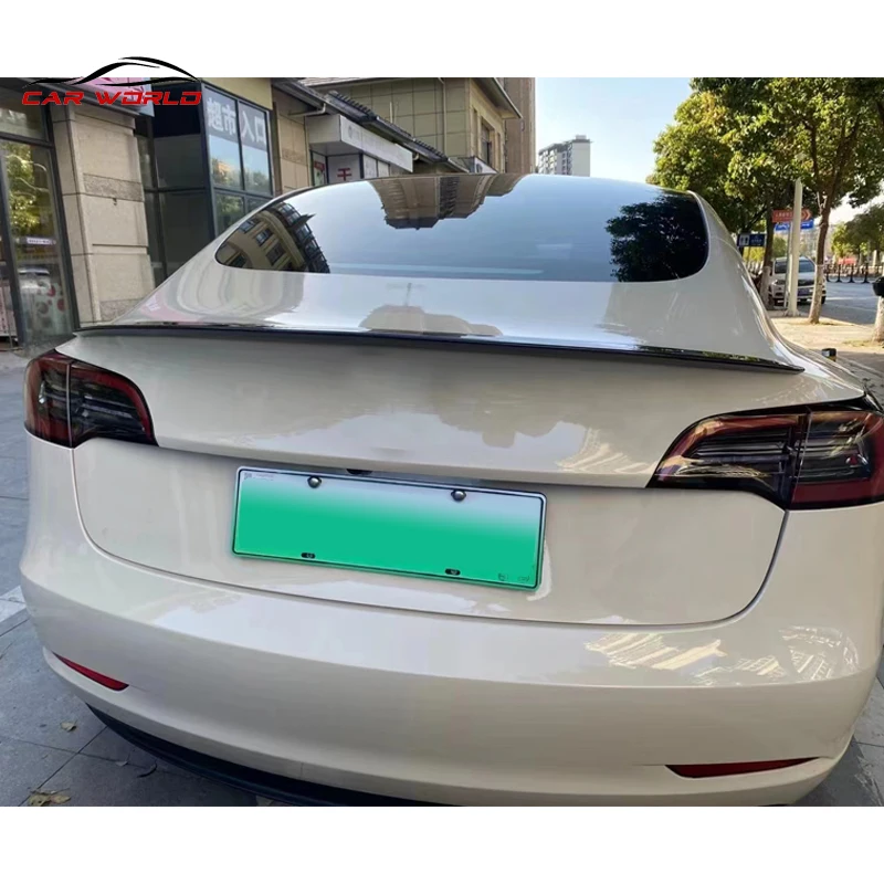 Rear Spoiler For Tesla Model 3 2020 2021 2022 Real Carbon Fiber Diffuser Decoration Fixed Tail Wing Back Trunk Auto Part