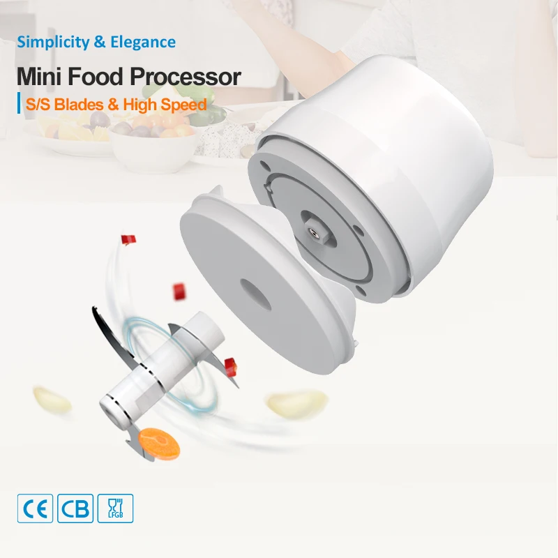 Беспроводная электрическая мини-чашка для чеснока, овощей, мяса, 250 мл