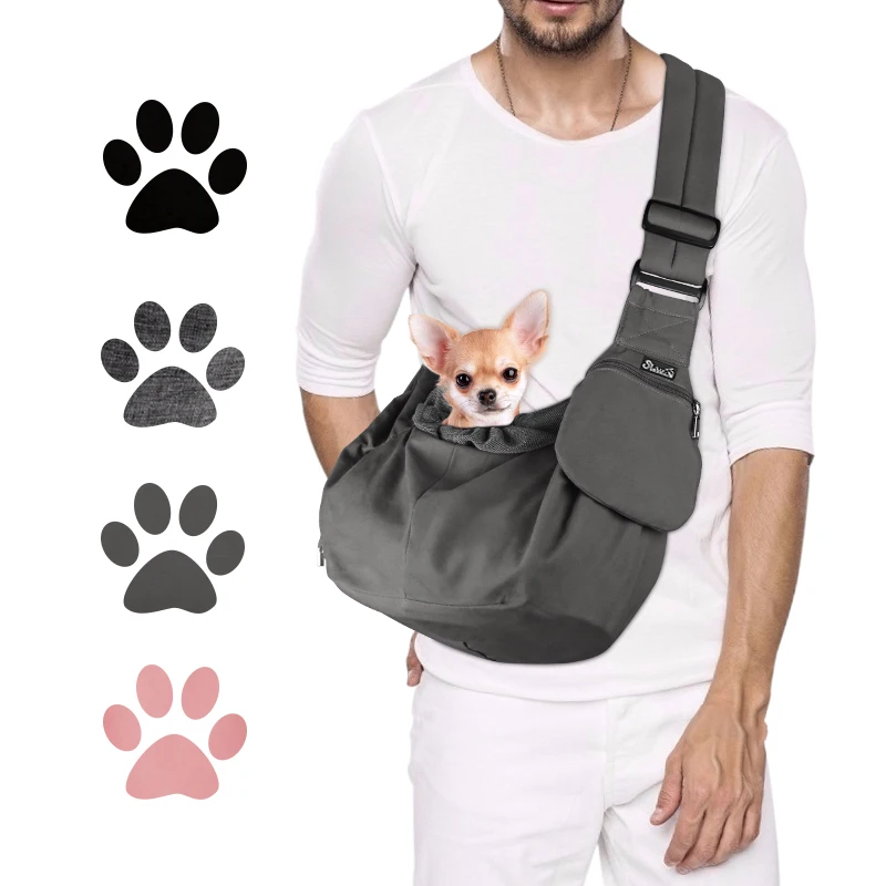 Pet Supplies Adjustable Padded Bottom Dog Sling Carrier Portable Outdoor Travel Sling Bags Comfot Single Sling Bag For Dog Cat