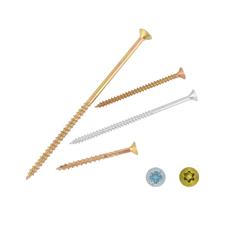 China Manufacturer Suppliers double Countersunk Head white yellow Zinc Plated Sawed mdf parafuso Chipboard Screw