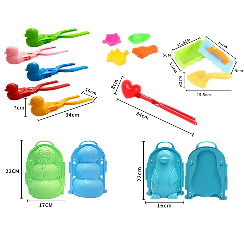 Snow model snowballs make clamped snow tools toys for children outdoor winter safety cartoon duck shape fun exercise