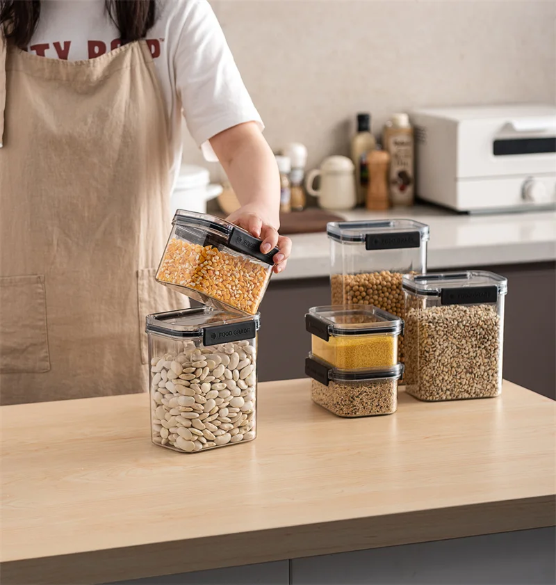 Pinmoo High Quality Airtight Plastic Jar Food Storage Containers with Lids Food Preservation Set