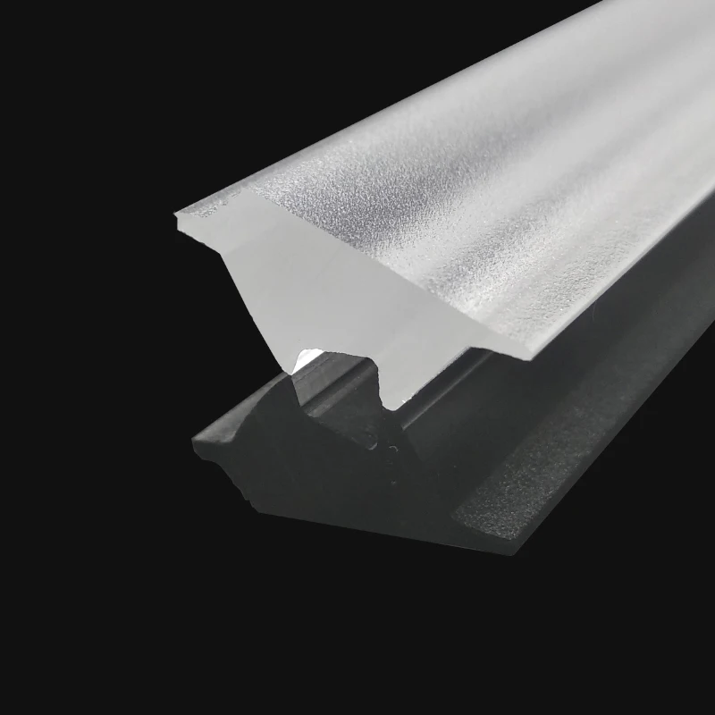 Customized Plastic Extrusion PMMA Acrylic Frosted Linear Cover LED Asymmetric Polarized Light Lens For Led Light Diffuser