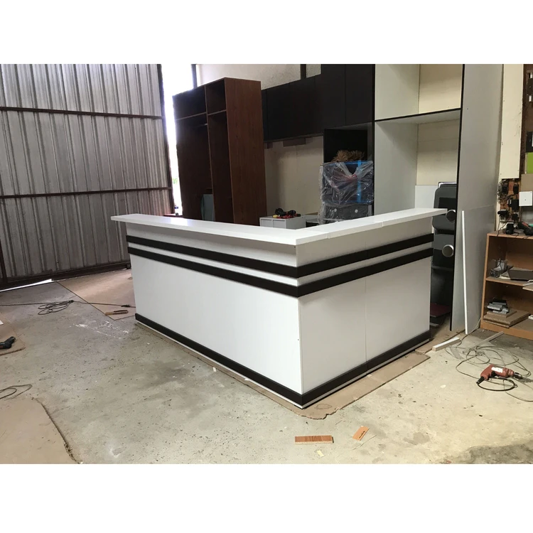Newest Design Top Quality Modern Shop Reception Desk White Artificial Stone Reception Counter Table