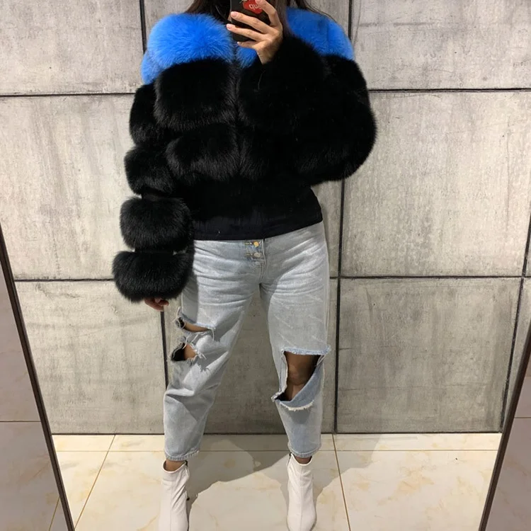 Women Plus Size Jackets Coats Short Fox Fur Jacket For Ladies