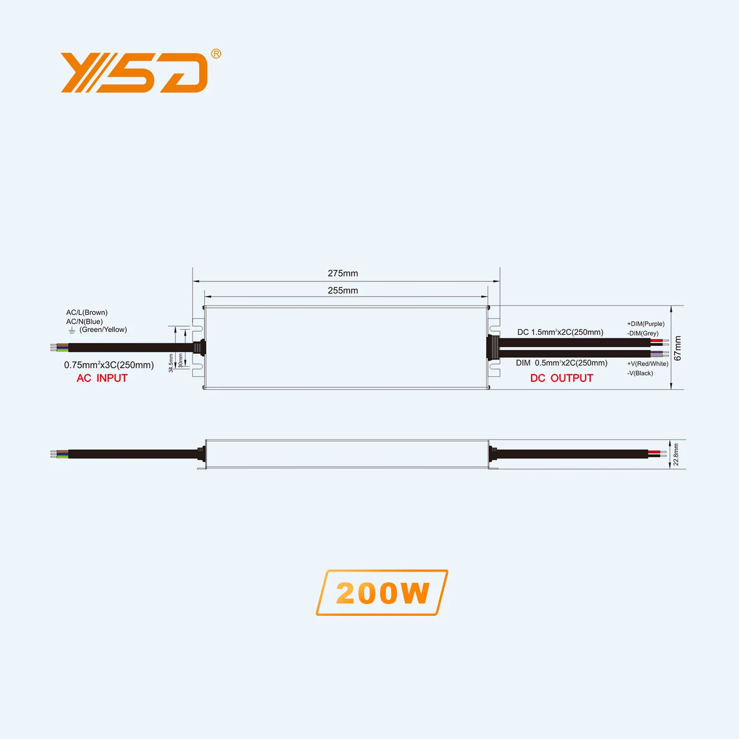 Waterproof PF>0.95 200W DC12V 24V 36V 48V IP67 dimmable triac 0-10V PWM led light led power supply led driver