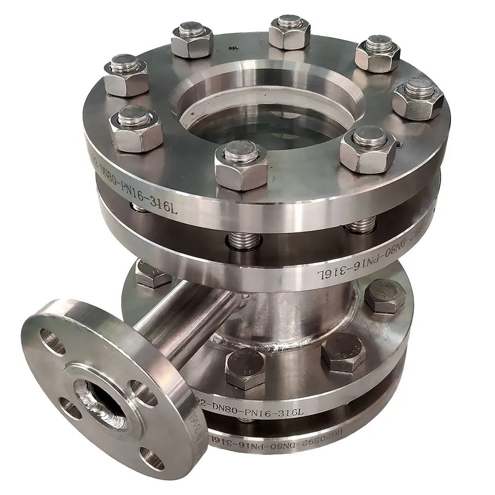 Stainless Steel  CS   Double Window  4-WAY SIGHT GLASS /Four way flow sight glass valve flow indicator