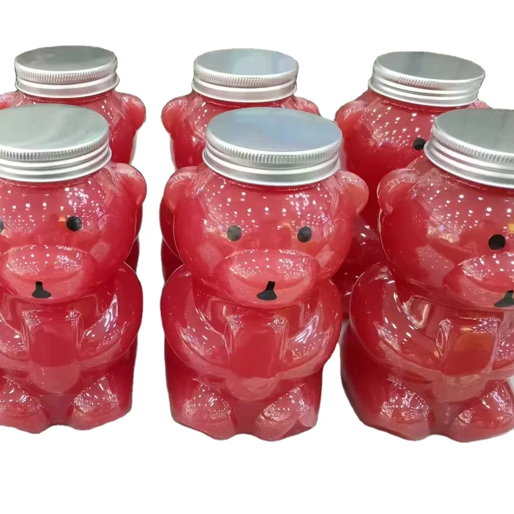 500ml Honey Container Straw Bottle Bear Beverage Bottle Cold Drink Milk Tea Juice Bottle