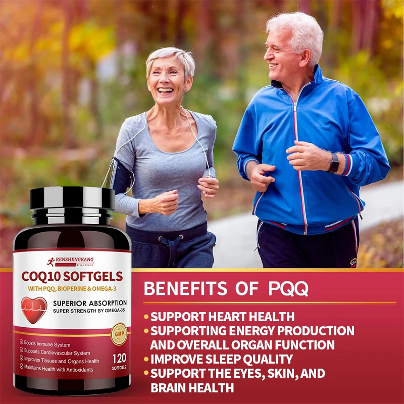 OEM ODM Organic CoQ10 Softgels with PQQ BioPerine & Omega-3 Support Heart & Energy Powerful-Antioxidant Coenzyme Q10 Supplement