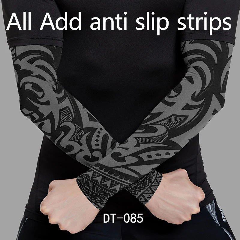 Custom UV Sun Protection Motorcycle Men Cooling Sports Running Cycling Ice Silk Tattoo Arm Sleeves For Men