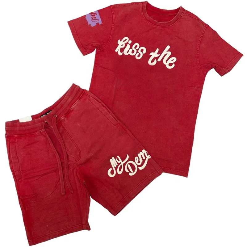 KY Acid Wash Summer Custom Graphic Tshirt Clothing Manufacturers Custom Tshirts NEW  Tshirt and Shorts Set Men