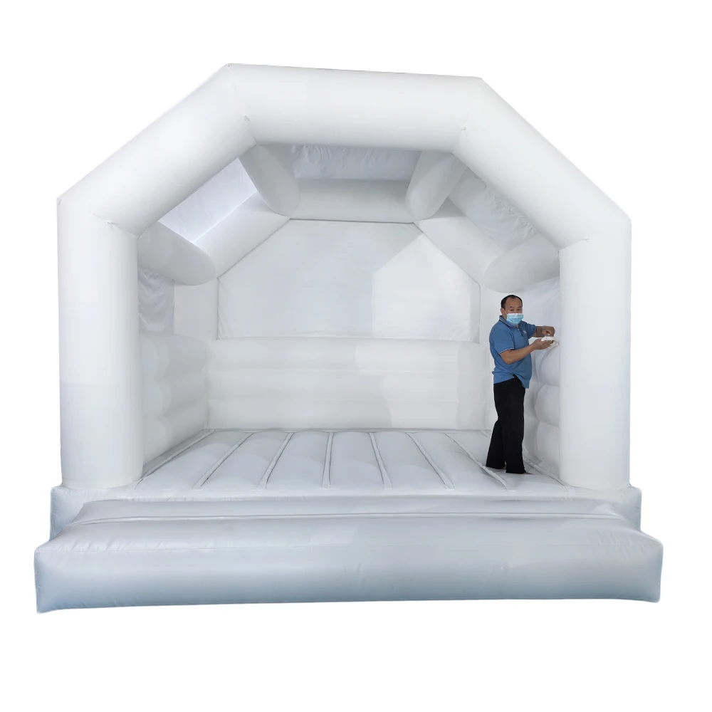 Factory price wedding inflatable white bouncy castle outdoor pvc bouncing castle