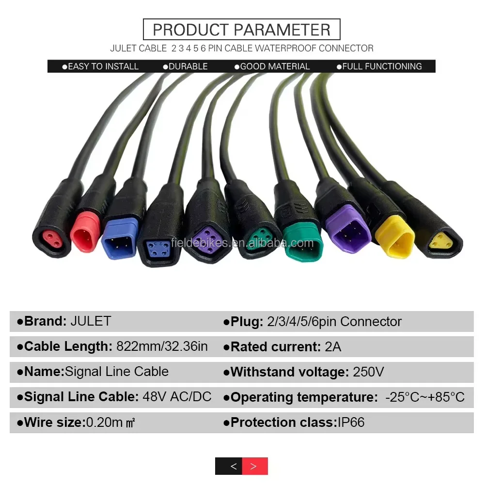 E-bike Shaped Connector 2/3/4/5/6 Pin Cable Waterproof Connector Signal Line Extension Cable For Bafang Electric Bicycle Cycling