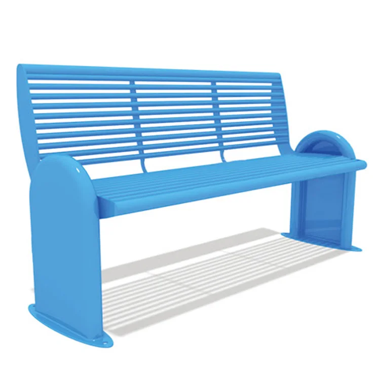 Patk Leg Seating Backless Furniture Frame Public and Wood Stainless Park Benches Outdoor Blue Table Steel Bench