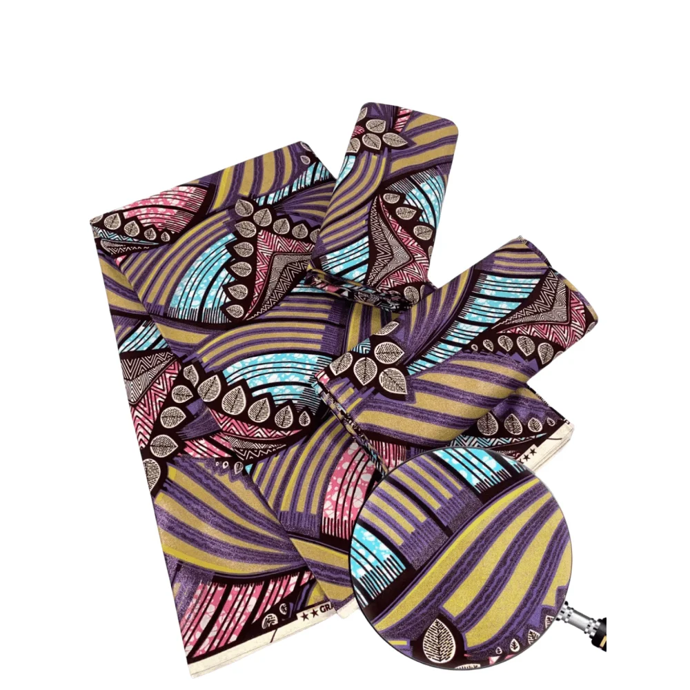 New Arrival 100% Cotton Grand Super Gold Wax  Super Glitter Wax  Print Fabric Ankara