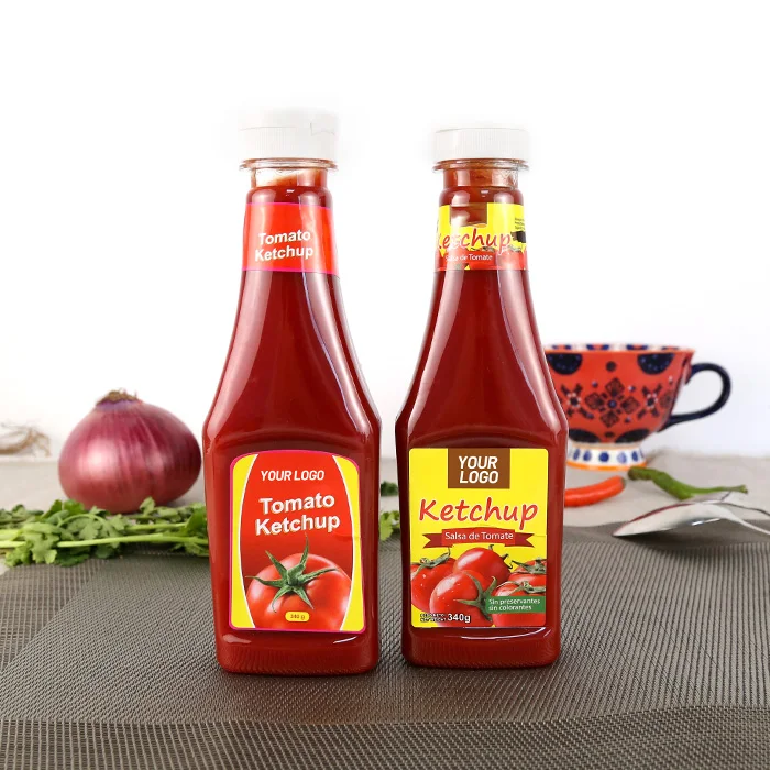 340g*24tins/ctn Organic ketup 28-30% Brix with  bottle  Aseptic Double Concentration Ketchup Bulk Sachet Drum Bottle Bo