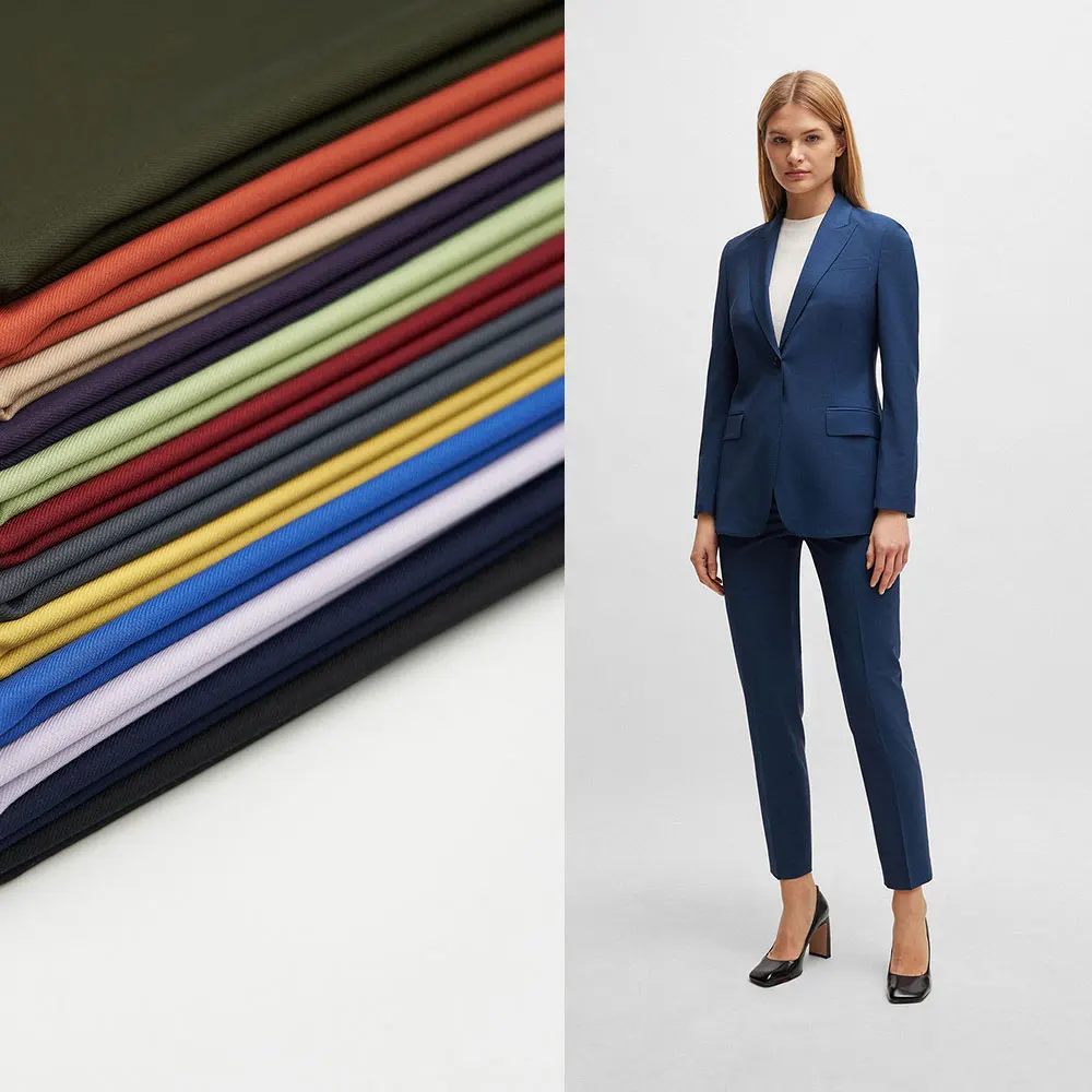 Factory wholesale 4 ways stretch polyester spandex fashion polyester fabric for suit