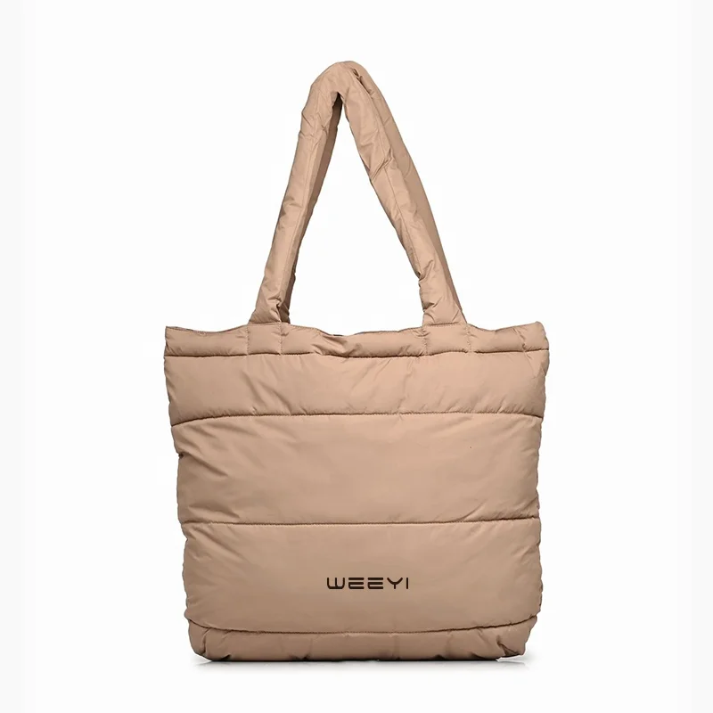 CHANGRONG Custom Logo women quilted puffer shoulder bag Lightweight padded nylon puffy tote bag