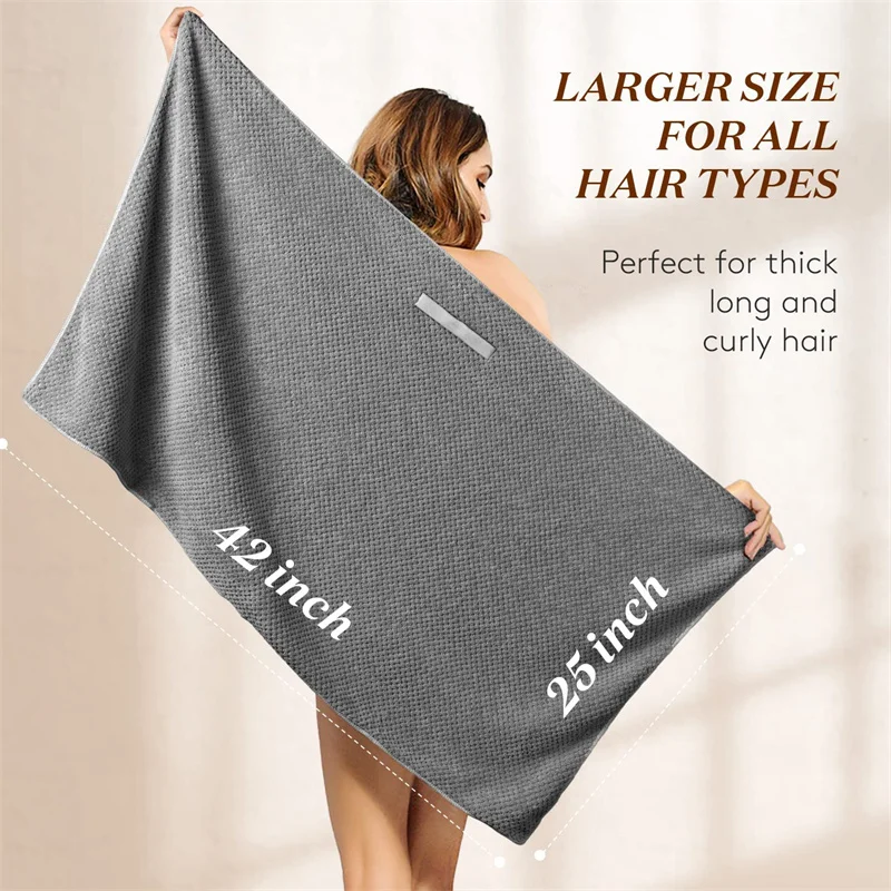 Large Microfiber Hair Wrap Towel for Women Comfortable Hair Drying Towel with Elastic Band