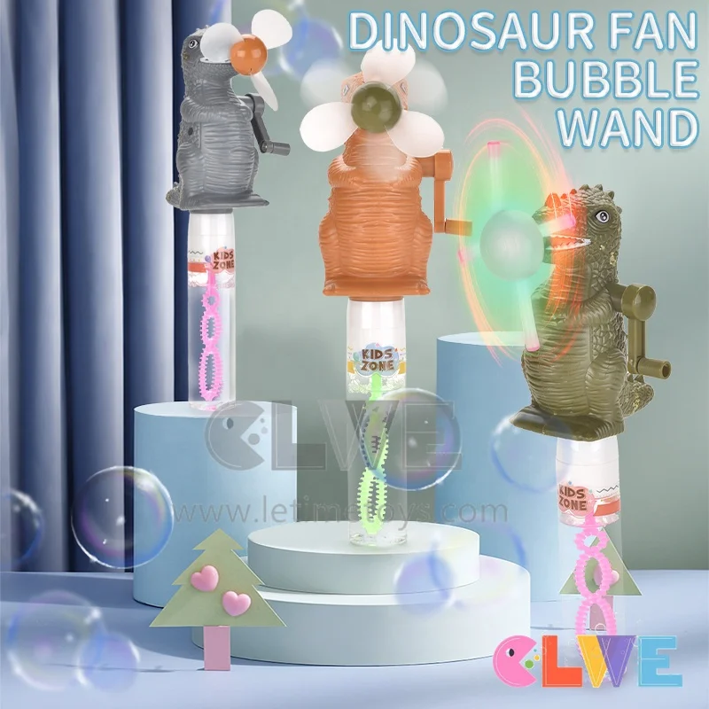 ABS novelty handheld fan bubble stick surprise gift for kids dinosaur feature handheld fan animal bubble stick  bubble wand
