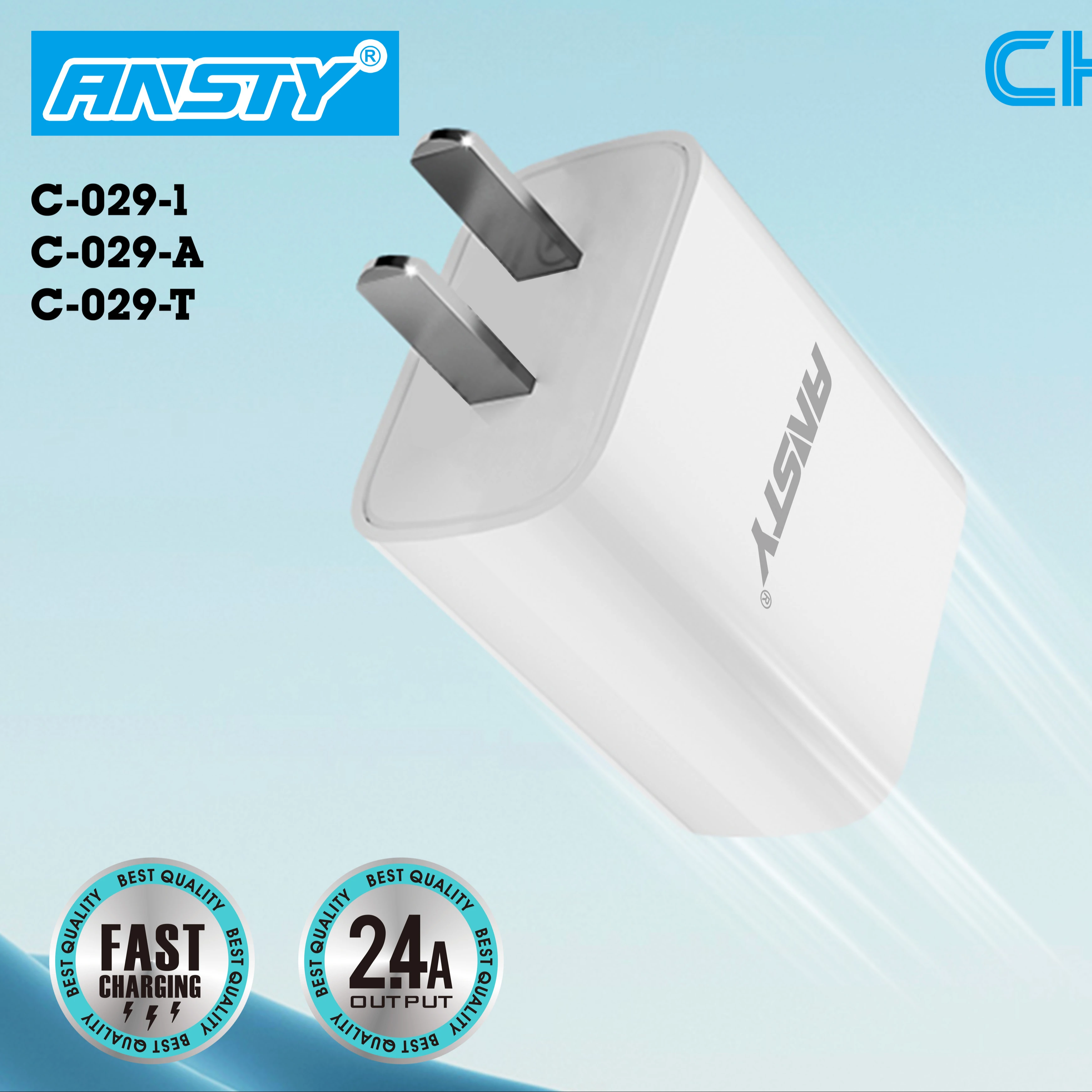 ANSTI C-029 нас 2.4A 1USB быстрое зарядное устройство 5A выход OVP/OTP сильный ПВХ кабель 1 м совместимый iPhone Android