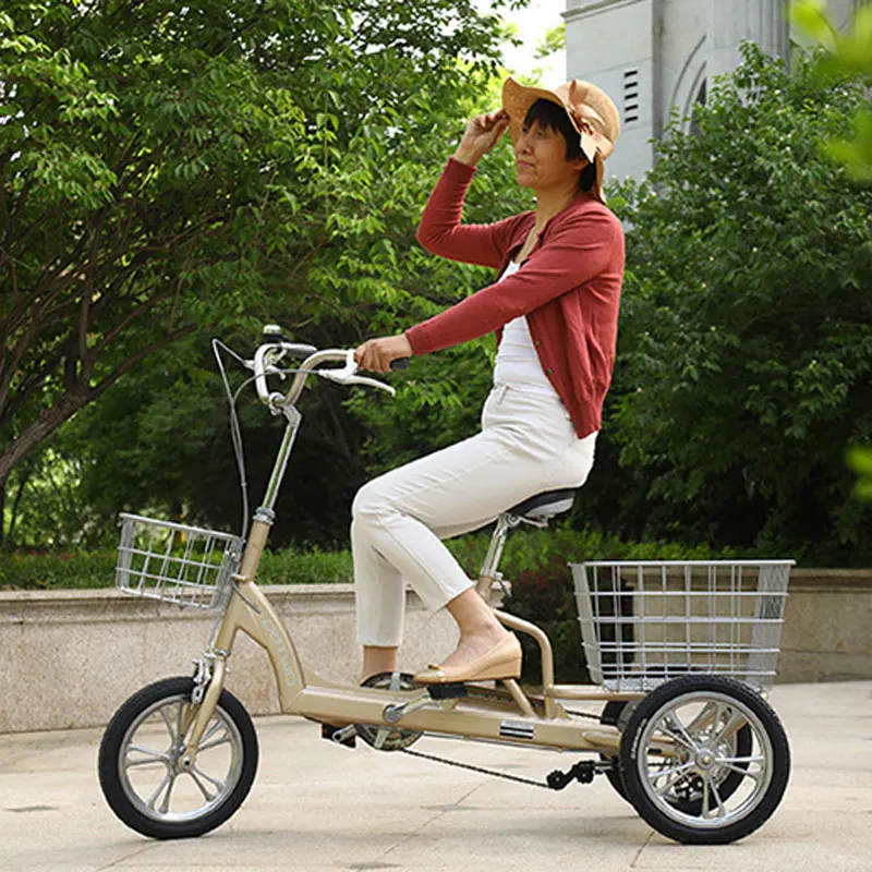 Whole Sale Adult Tricycle For Sale 14 Inch Elderly Double Disc Brake 3 Wheel Bicycle Tricycle Three Wheel Cargo Bikes Trike