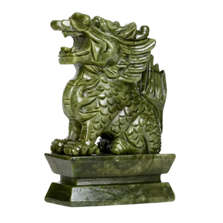 Chinese gift natural Jade lion carvings statue asian inspired jadeite