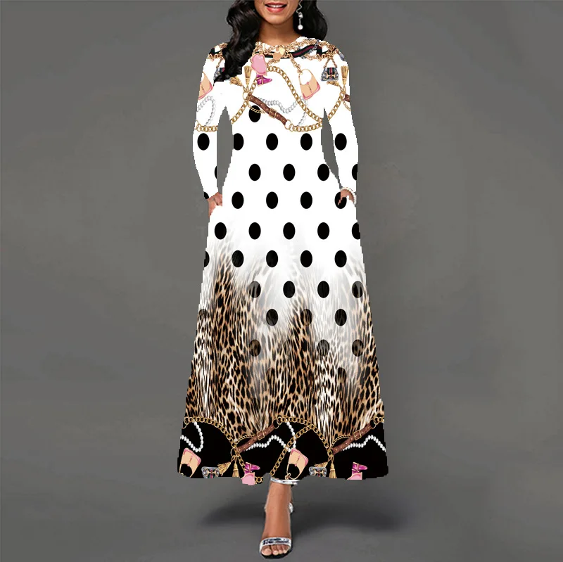 Wholesale 2024 new fashion sexy ladies o-neck long sleeve print Women Dresses (CX2223)