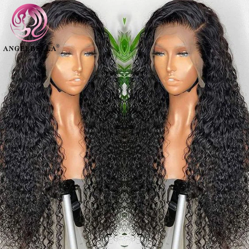 AngelBella 13x6 Hd Lace Front Wig Raw Kinky Curly Human Hair Long Curly Glueless Wigs High Quality Burmese Curly Wig