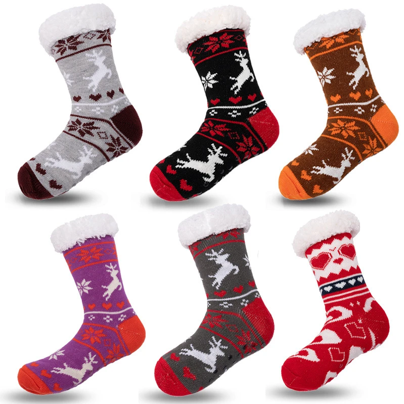 Polyester Cotton Regular Unisex Christmas Slipper Socks for Sale