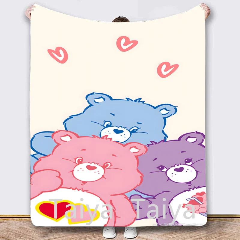 China Factory care bear cartoon Karol G Sherpa Blanket Double Layer Throw Blankets For Winter 4 season