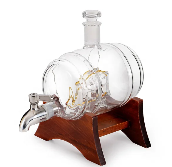 Leading wine barrel shape glass bottle whiskey bottle