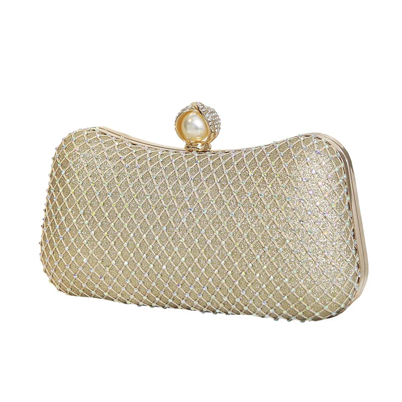 YIMYIK 2021 New Banquet Bag European and American Retro Mesh Diamond Color Diamond Clutch Messenger Bag Wedding Bag