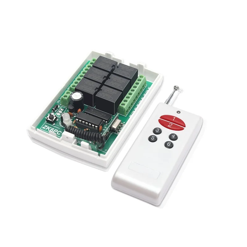 DC 12v long range 6ch rf transmitter and receiver relay switch controller  with 433Mhz 1000m 6 buttons remote controls