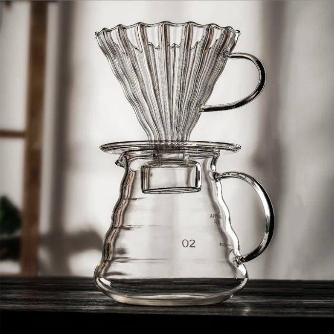 Coffee Maker Heats Water Coffee Filter Bag 4 Cups Glass Coffee Pot with Stainless Steel Filter Portable Glass Kettle Transparent