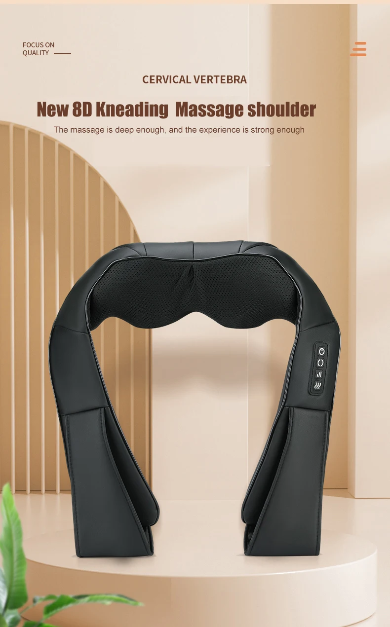 Manual-wired Control Adjustable Shiatsu Smart Electric Back Neck And Shoulder Massager With Heat